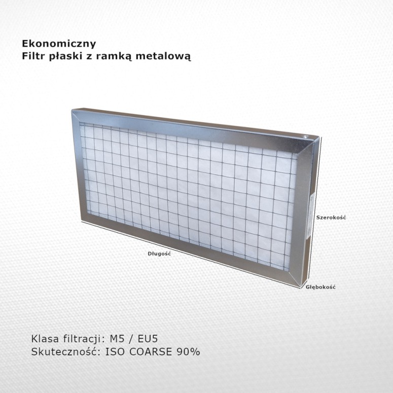 Flat filter M5 EU5 Iso Coarse 90% 140 x 456 x 20 mm metal frame