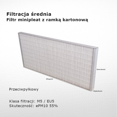 Intermediate filter M5 EU5 ePM10 55% 170 x 350 x 20 mm frame cardboard