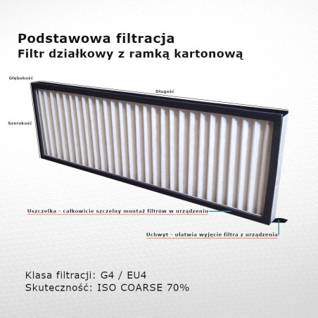 Partition filter G4 Coarse 70% 180 x 390 x 20 cardboard gasket handle