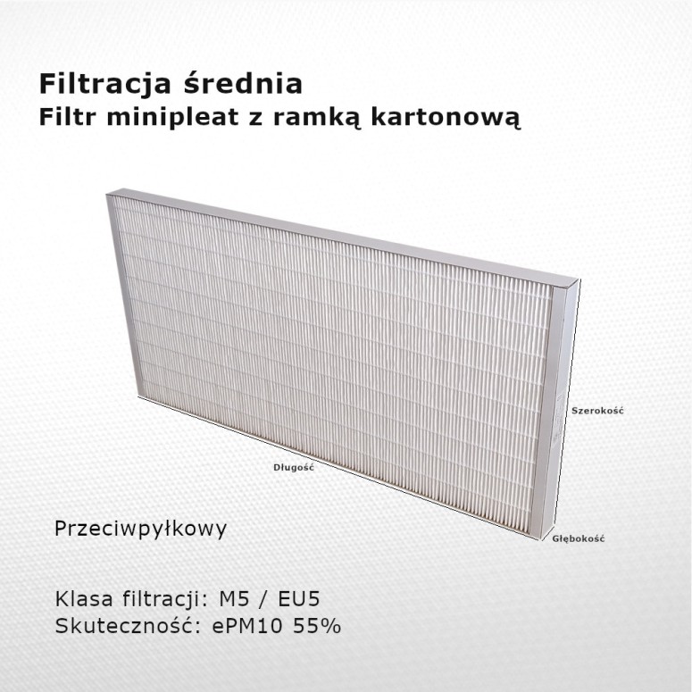 Intermediate filter M5 EU5 ePM10 55% 235 x 495 x 25 mm frame cardboard