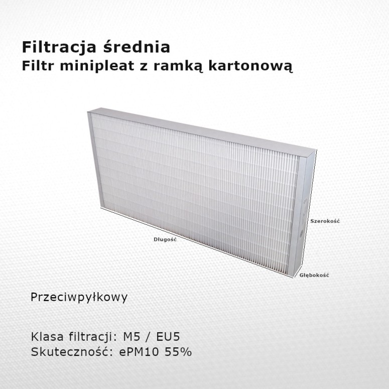 Intermediate filter M5 EU5 ePM10 55% 250 x 484 x 46 mm frame cardboard