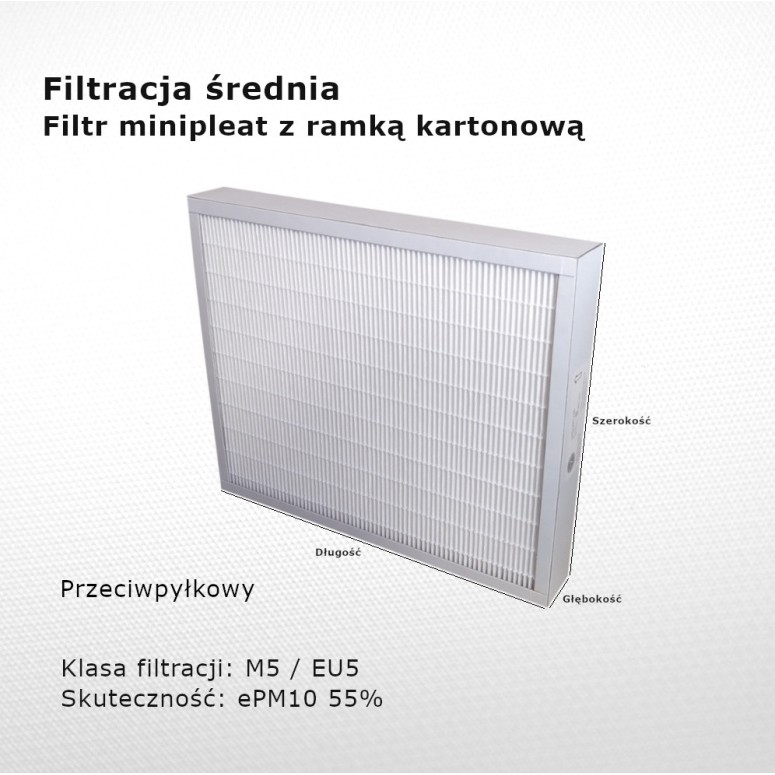 Filtr pośredni M5 EU5 ePM10 55% 592 x 592 x 50 mm ramka karton