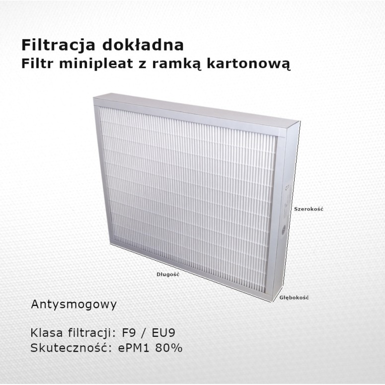 Filtr przeciwsmogowy F9 EU9 ePM1 80% 217 x 343 x 48 mm ramka karton