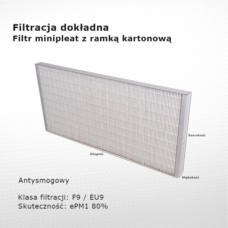 Smog filter F9 EU9 ePM1 80% 135 x 400 x 28 mm frame cardboard
