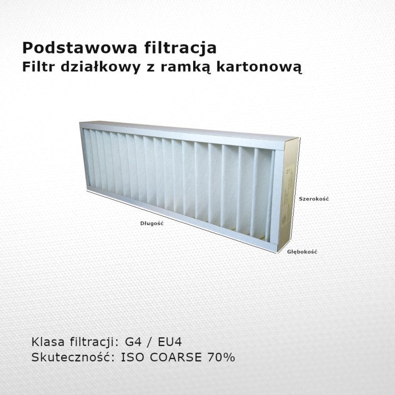 Partition filter G4 EU4 Iso Coarse 70% 100 x 200 x 50 mm cardboard frame