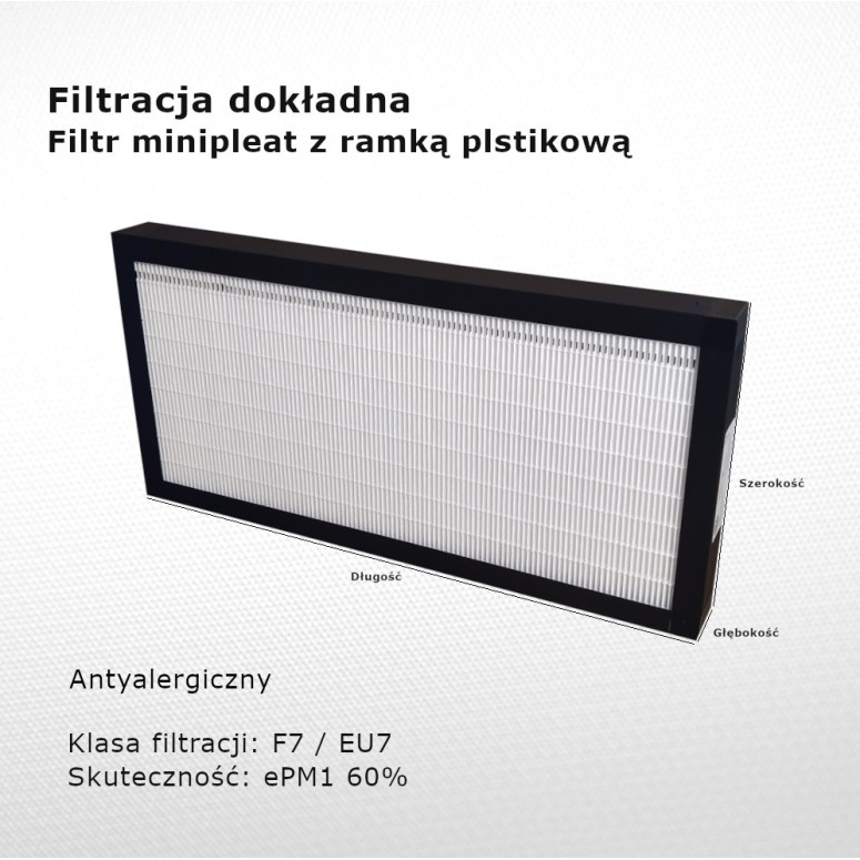 Fine filter F7 EU7 ePM1 60% 194 x 465 x 25 mm PVC frame