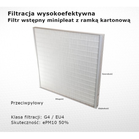 Dust filter G4 EU4 ePM10 50% 378 x 390 x 25 mm frame cardboard