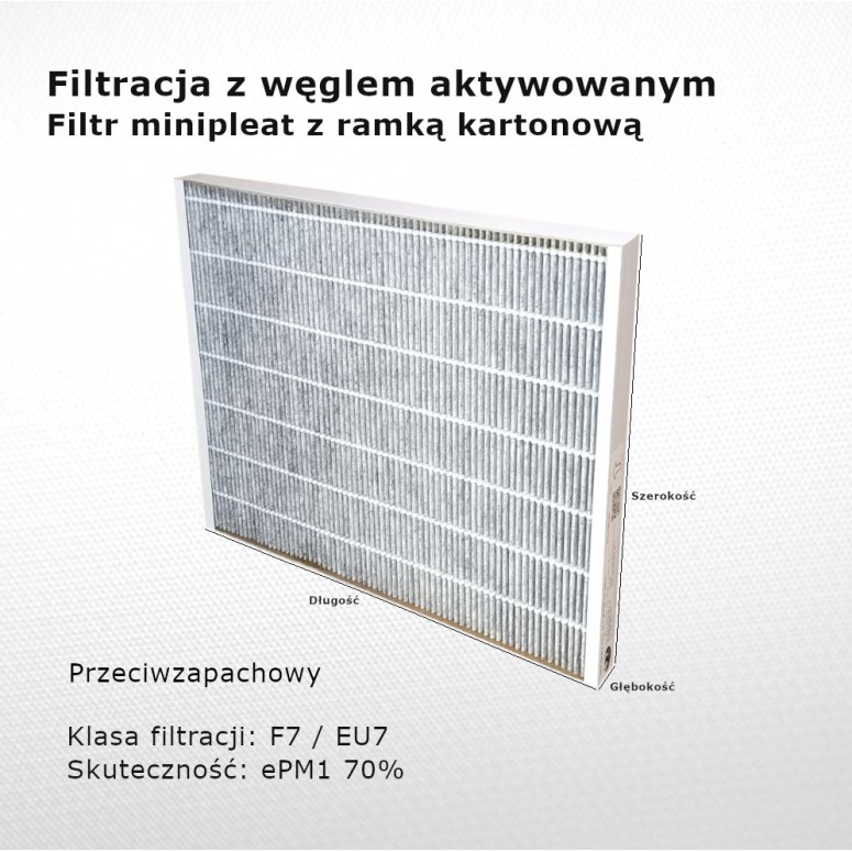 Filtr dokładny F7 EU7 ePM1 70% 180 x 200 x 25 mm z węglem aktywnym ramka karton
