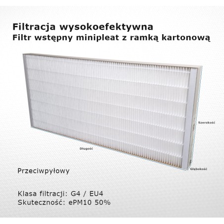 Dust filter G4 EU4 ePM10 50% 170 x 350 x 20 mm frame cardboard