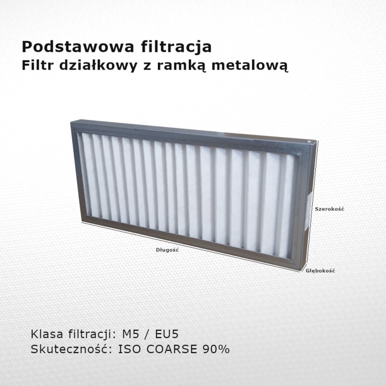 Filtr działkowy M5 EU5 Iso Coarse 90% 145 x 450 x 20 mm ramka metalowa