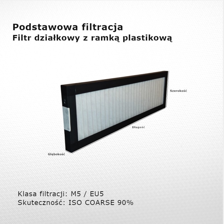 Partition filter M5 EU5 Iso Coarse 90% 160 x 500 x 20 mm with a plastic frame