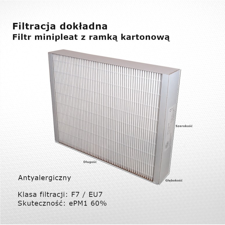 Fine filter F7 EU7 ePM1 60% 215 x 245 x 46 mm frame cardboard