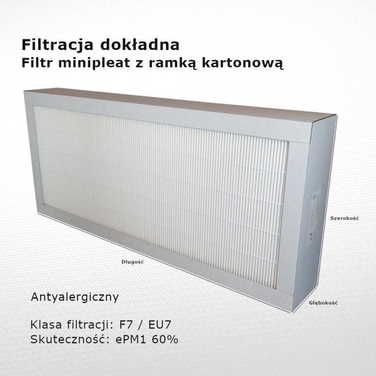 Fine filter F7 EU7 ePM1 60% 490 x 905 x 100 mm frame cardboard