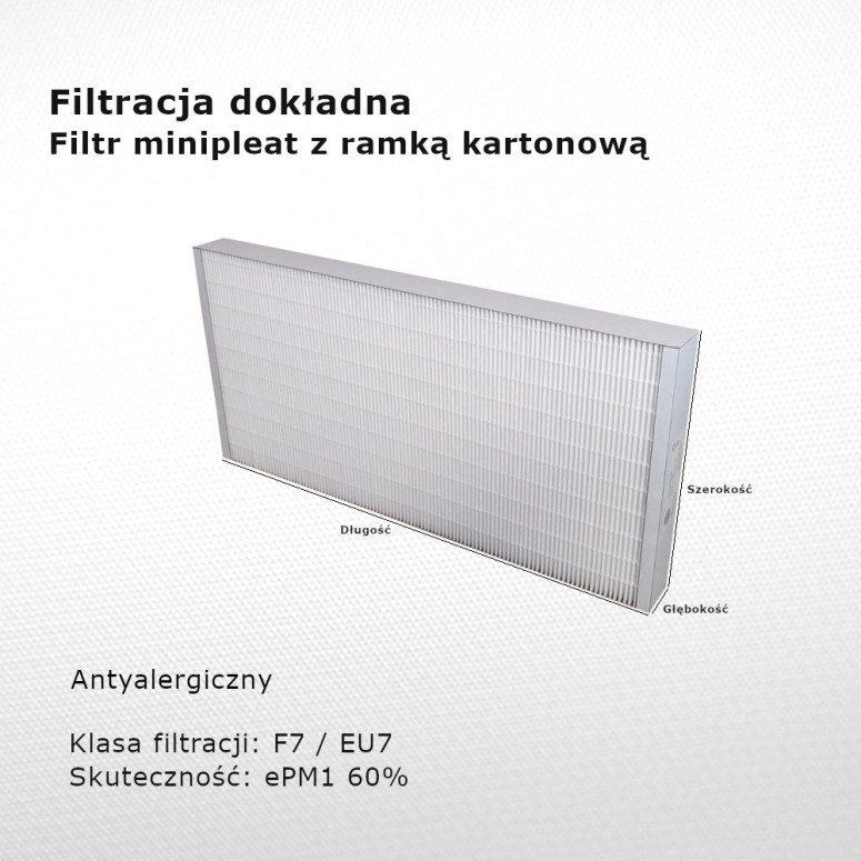 Filtr dokładny F7 EU7 ePM1 60% 350 x 745 x 46 mm ramka karton